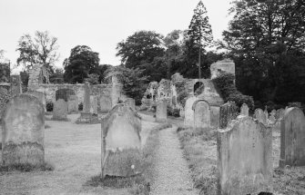 General view of the remains of St Dionysius' Church, Ayton and the burial ground.