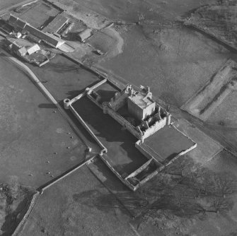 Oblique aerial view of Craigmillar Castle, Edinburgh, from NW.