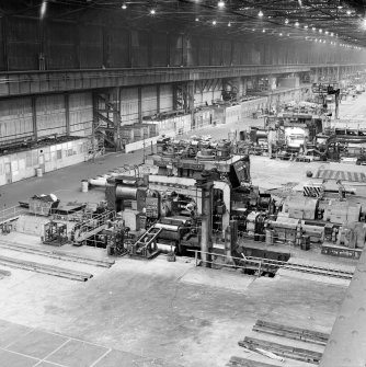 Interior.
View from crane gantry of the two tempering mills.