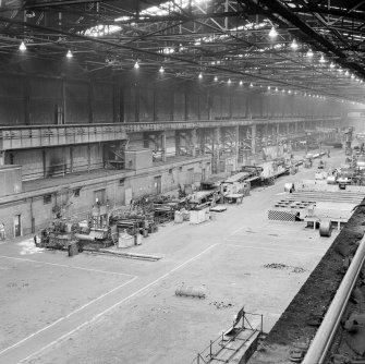 Interior.
View from crane gantry of the high speed shear line.