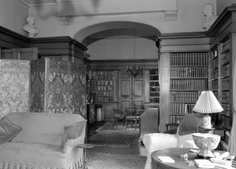 Interior view of Aldbar Castle showing library.