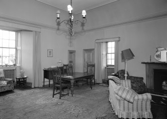 Interior view of Aldbar Castle showing living room.
