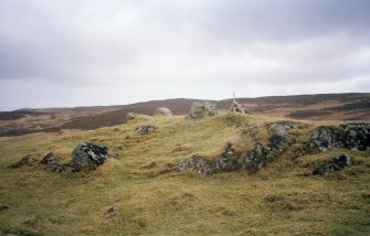 Caolas; general view of kerbed cairn