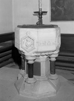 Interior.  Detail of font.
