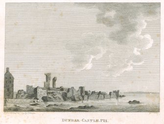 Engraving of Dunbar Castle.