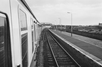 View of platform and footbridge, Georgemas Junction Station, from W.