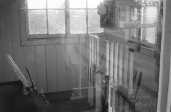 Interior view of south signal box, Brora Station, showing signal levers