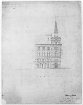 Photographic copy of elevation of re-building of old tower.