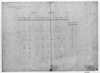 Photographic copy of South Elevation with measurements, pen and wash.
Signed "W. Burn 131 George Street".