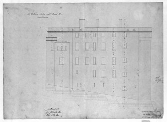 Photographic copy of West Elevation with measurements, pen and wash.
Signed "W. Burn 131 George Street".