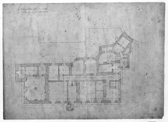 Photographic coy of plan of Second Floor down with measurements, pen and wash.
Signed "W. Burn 131 George Street".