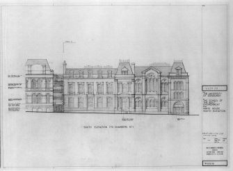 Photographic copy of elevation inscribed: 'SOUTH ELEVATION (TO CHAMBERS ST.)
Ian G Lindsay & Partners.