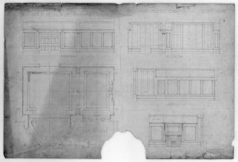 Photographic copy of plan, sections and details of drawing room.