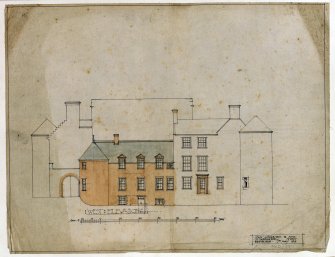 Hatton House
Photographic copy of West elevation
Entitled: 'West Elevation'
Dated: '7th May, 1919'
Black ink and colourwash, with scale