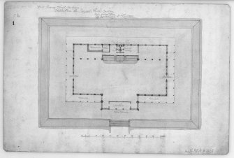 Photograhic copy of ground plan of Winter Garden
West Princes Street Gardens, sheet 2 of set of 9 drawings of proposed Winter Garden.
Unsigned. Pencil and colourwash. Scale 1":16'. Size 505 x 335.

