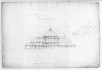 Photographic copy of elevation.  
West Princes Street Gardens, sheet 9 of set of 9 drawings of proposed Winter Garden
Unsigned. Pencil. Scale 1":16'. Size 505 x 335.