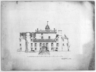 Photographic copy of drawing showing East elevation of Hatton House
From a portfolio of drawings titled: 'Hatton House, Alterations for William Whitelaw, Esq.'
