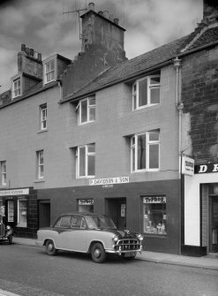 View of 35-36 Shore Street, Anstruther Easter, from S, showing the premises of P. Davidson & Son Grocer.