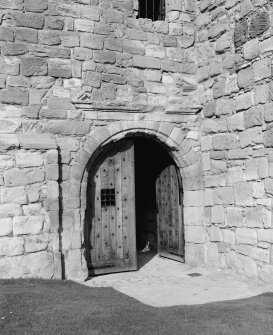 View of Earl Bothwell's entrance through east range, Crichton Castle.