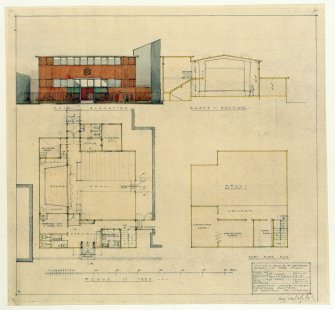 Additions for St Bernard's Parish Church.
Photographic copy of plans, section and elevation and details for new hall.