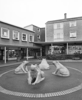 Central square. Detail of frog sculpture