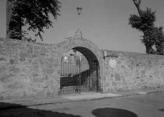 View of gateway to churchyard, St Adrian's Parish Church, Anstruther Easter, from S.