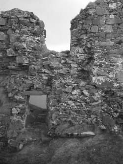 Dunyvaig Castle, Lagavulin Bay, Islay.
View of Hall-Building, inner face of South side-wall, Westermost windows.
