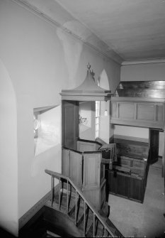 Interior view of Newburn Parish Church showing pulpit.