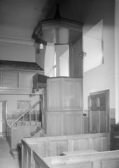 Interior view of Newburn Parish Church showing pulpit.