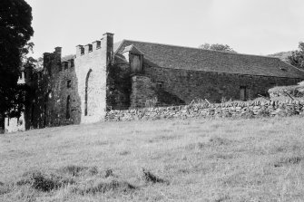 View of steading with blank arches, Blaranrash.
