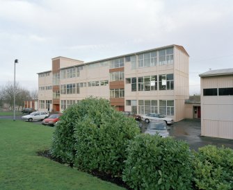 View of main 3 storey classroom block from Southwest