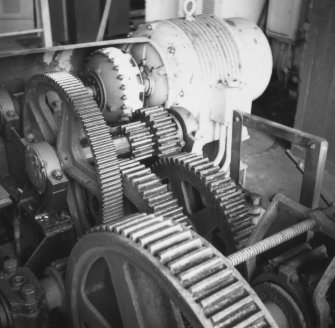 Interior.
Detail of gearing and drive motor for haulage winch.