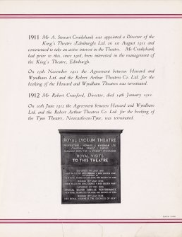 Howard and Wyndham Jubilee album. Page 9 showing photograph of plaque marking royal visits.