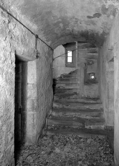 Interior view of Towie Barclay Castle showing principal staircase.