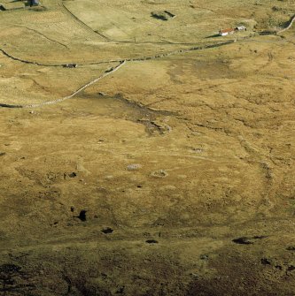 Oblique aerial view of Scord of Brouster
