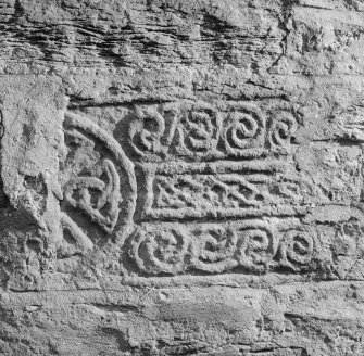 Detail of cross-slab fragment at Carnbee Farm.
 
