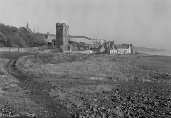 General view of St Serf's Kirk and The Shore, Dysart, from SW.