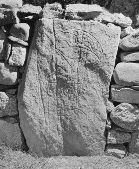 View of the Pictish symbol stone from Ballintomb, now at Finlarig.
 
