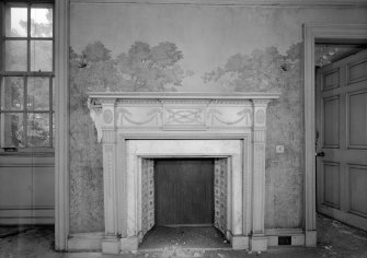 Interior view of Capelrig House showing fireplace in drawing room on ground floor.