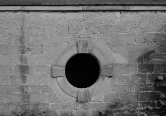 View of round window, Donibristle House stables.