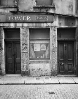 Detail of entrace to N elevation of Wallace Tower (Benholm's Tower), Netherkirkgate, Aberdeen.