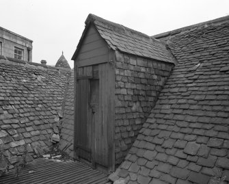 View of access door to roof, Wallace Tower (Benholm's Tower), Netherkirkgate, Aberdeen.