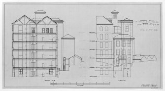 Power house and water turbine house for Fleming Reid and Company Limited.  
Section and elevation of power house.