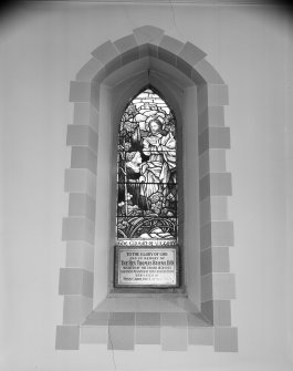 Interior.
Detail of stained glass window.