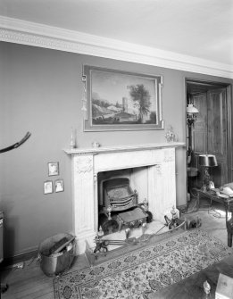 Interior.
Detail of library fireplace.