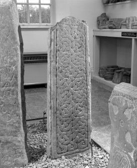 View of face of Whithorn No.3 at Whithorn Priory Museum.