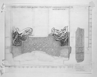 Photographic copy of one of Ian G Scott's drawings of the Hilton of Cadboll cross-slab.
 
