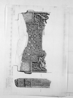 Photographic copy of one of Ian G Scott's drawings of the Hilton of Cadboll cross-slab.
 
