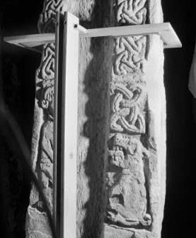 View of part of face A of the Pictish cross slab at Tower of Lethendy.
 
