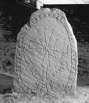 View of Swedish runestone in Princes Street Gardens, Edinburgh.
 
